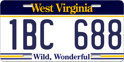 WV license plate 1BC688