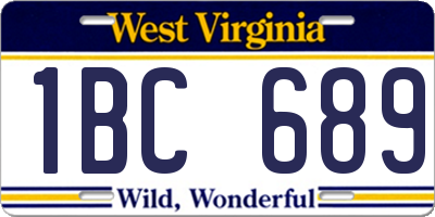 WV license plate 1BC689