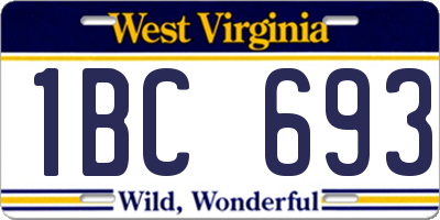 WV license plate 1BC693