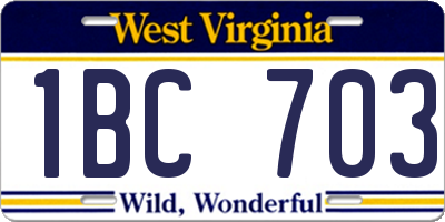 WV license plate 1BC703