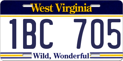 WV license plate 1BC705