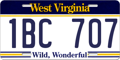 WV license plate 1BC707