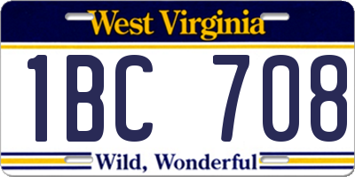 WV license plate 1BC708