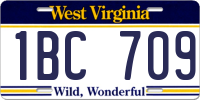 WV license plate 1BC709