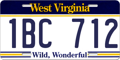 WV license plate 1BC712