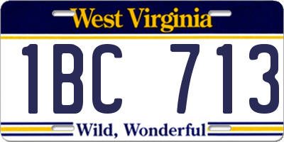 WV license plate 1BC713