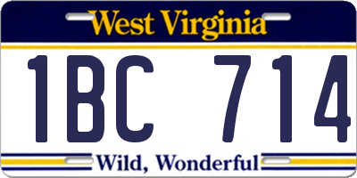 WV license plate 1BC714