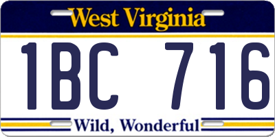 WV license plate 1BC716