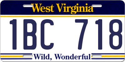 WV license plate 1BC718