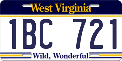 WV license plate 1BC721