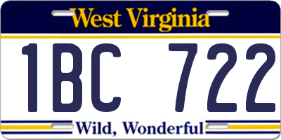 WV license plate 1BC722