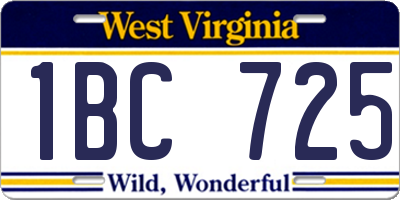 WV license plate 1BC725