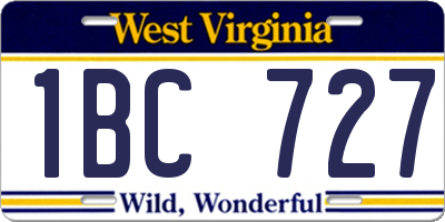 WV license plate 1BC727