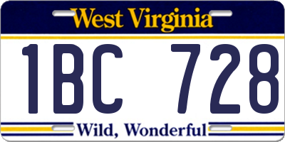 WV license plate 1BC728