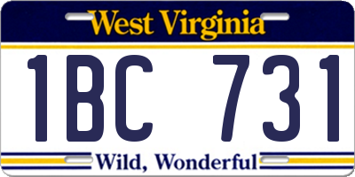 WV license plate 1BC731
