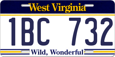 WV license plate 1BC732