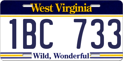 WV license plate 1BC733