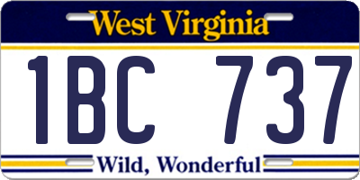 WV license plate 1BC737