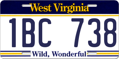 WV license plate 1BC738