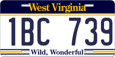 WV license plate 1BC739