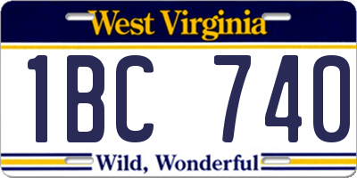 WV license plate 1BC740