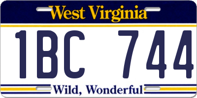 WV license plate 1BC744