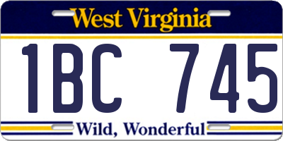 WV license plate 1BC745