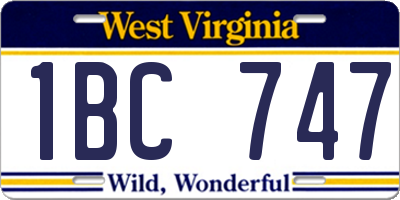 WV license plate 1BC747