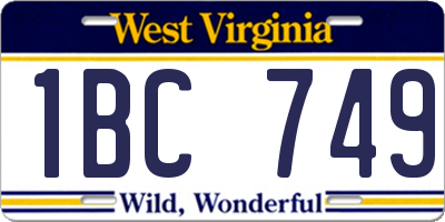 WV license plate 1BC749