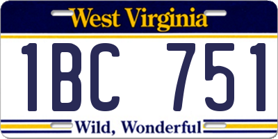 WV license plate 1BC751
