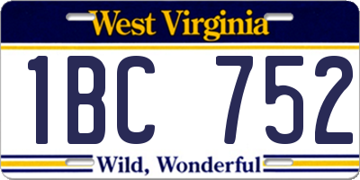 WV license plate 1BC752