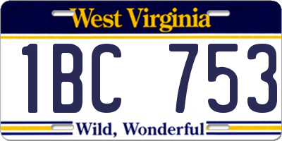 WV license plate 1BC753
