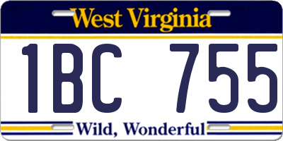 WV license plate 1BC755