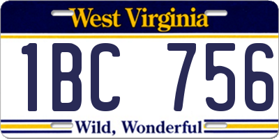 WV license plate 1BC756