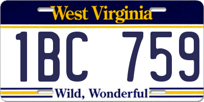 WV license plate 1BC759