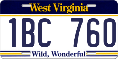 WV license plate 1BC760