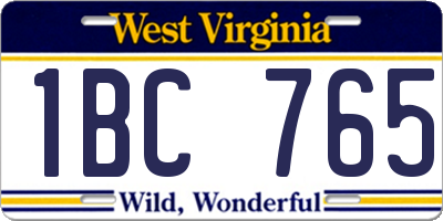 WV license plate 1BC765