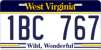 WV license plate 1BC767