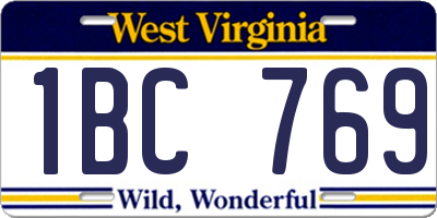 WV license plate 1BC769
