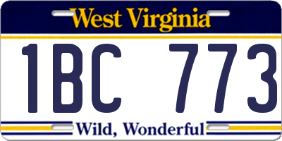 WV license plate 1BC773
