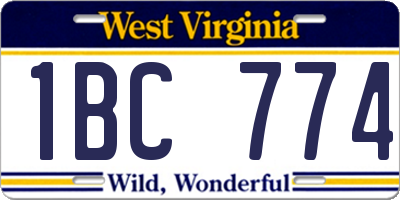 WV license plate 1BC774