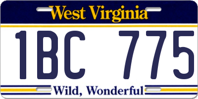 WV license plate 1BC775