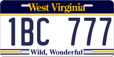 WV license plate 1BC777
