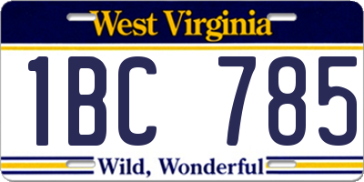 WV license plate 1BC785