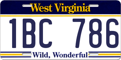 WV license plate 1BC786
