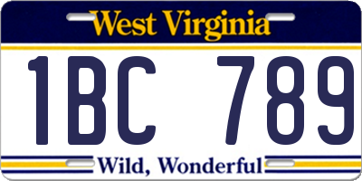 WV license plate 1BC789