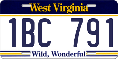WV license plate 1BC791