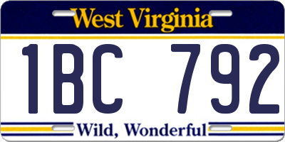 WV license plate 1BC792