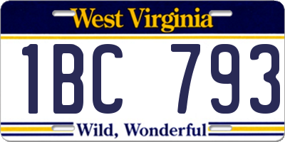 WV license plate 1BC793