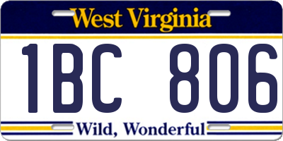 WV license plate 1BC806